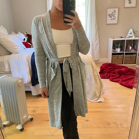 BANANA REPUBLIC | Grey Long Tie Cardigan - Picture 5 of 11